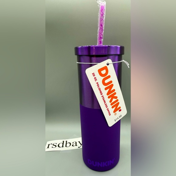 Dunkin' Other - Dunkin ' PURPLE Polished/Matte Stainless Steel Sipper Tumbler 20oz - NWT